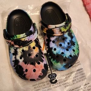 NWT black tie dye Crocs